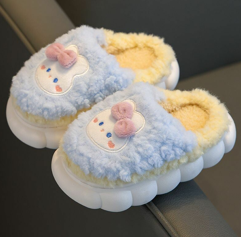 children's cartoon embroidered fluffy slippers